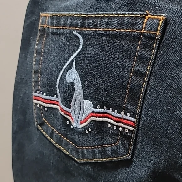 COPY - BABY PHAT BOOTCUT VINTAGE 90's HIP HOP Y2K DARK WASH DENIM BLUE JEANS JU… - Picture 2 of 16